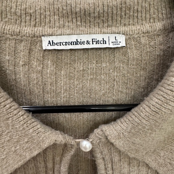 Abercrombie & Fitch Taupe Cardigan with Pearl Accents - Picture 3 of 3